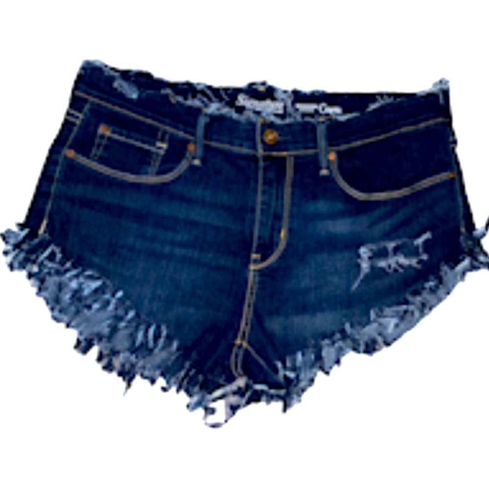 Signature by Levi’s Cut Off Jean Shorts Dark Blue Wash Stretch Size 12